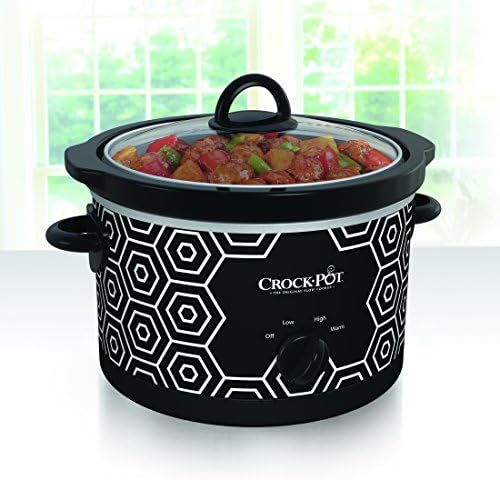 Crock-Pot 4.5 Quart Portable Slow Cooker – Black & White ztm