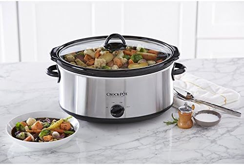 Crock-Pot 7 Quart Oval Manual Slow Cooker – Stainless Steel d86