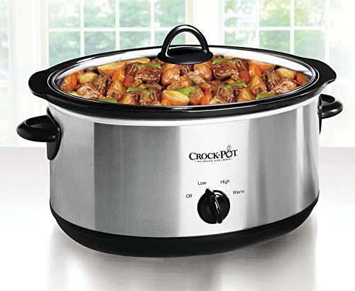 Crock-Pot 7 Quart Oval Manual Slow Cooker – Stainless Steel d86