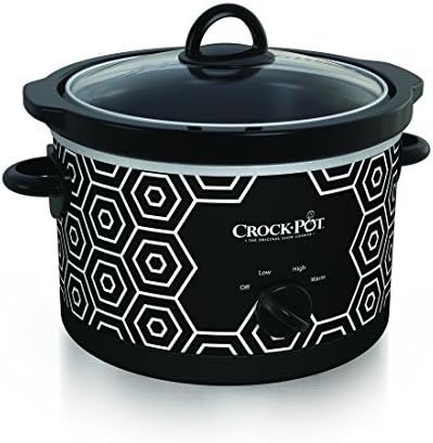 Crock-Pot 4.5 Quart Portable Slow Cooker – Black & White ztm